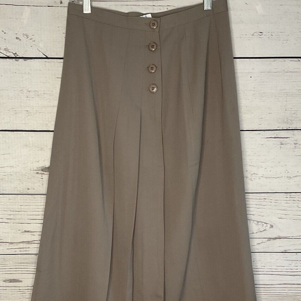 Vintage 70s Womens Wool Pleated High Waisted Retro Long Skirt USA Size 12